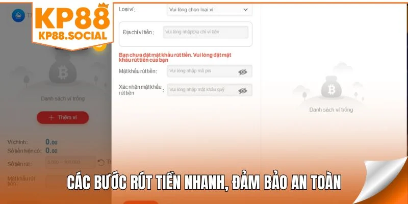 Các bước rút tiền nhanh, đảm bảo an toàn