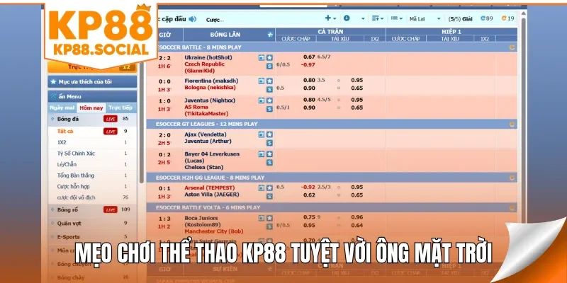 Mẹo chơi thể thao KP88 tuyệt vời ông mặt trời